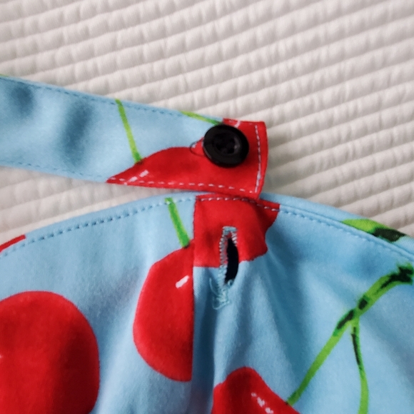 Tribal Rhythm Cherry Retro Dress Women's Medium ? Rockabilly Skater Blue Red - Picture 13 of 13